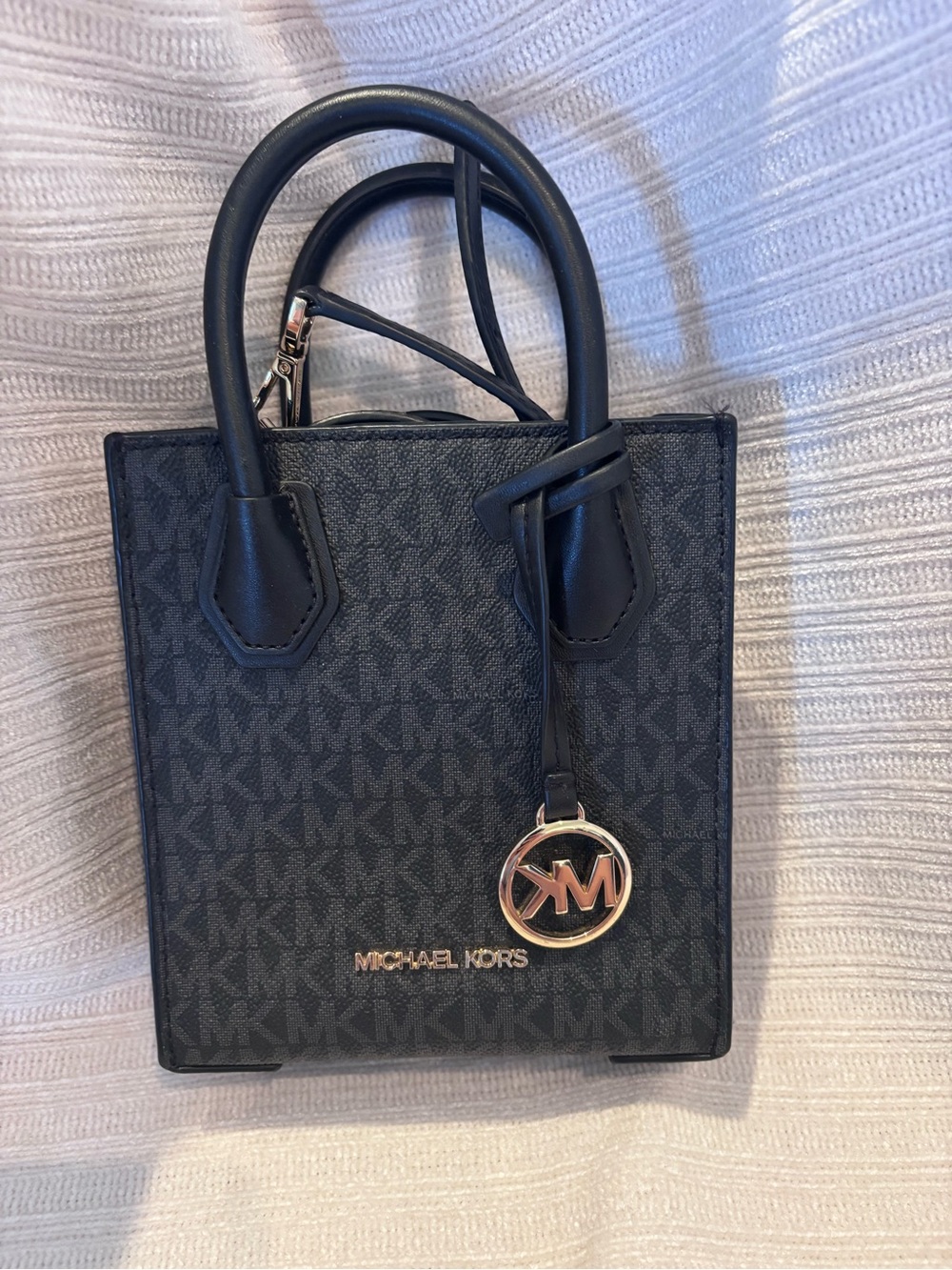 Michael Kors Black Mini Logo Tote with Gold Charm